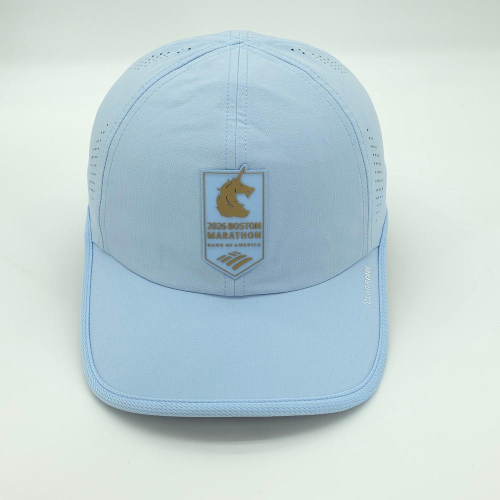 Boston Marathon Hat Cap Mens Strap Back Blue Adidas Climacool Running